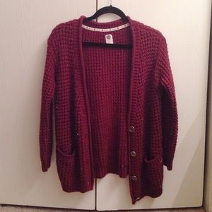 PacSun Roxy Maroon Oversized Cardigan